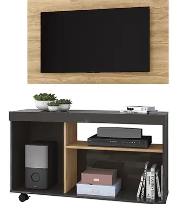 Rack+Painel Madetec Bruno Titanio/Carvalho Cod:693009